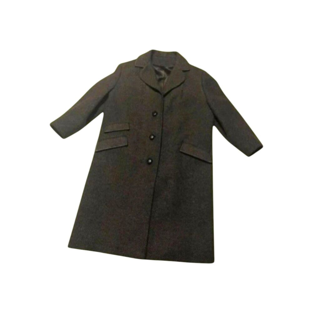 1959-1963 Vintage Harrods ILGWU Wool Black Long Coat Made in Great Britain sz L